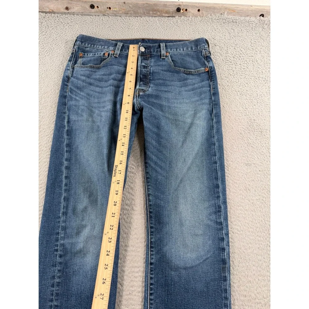 Levis 501 Jeans Men 32x32 Blue Denim Straight Leg Button Fly Mid Rise Distressed